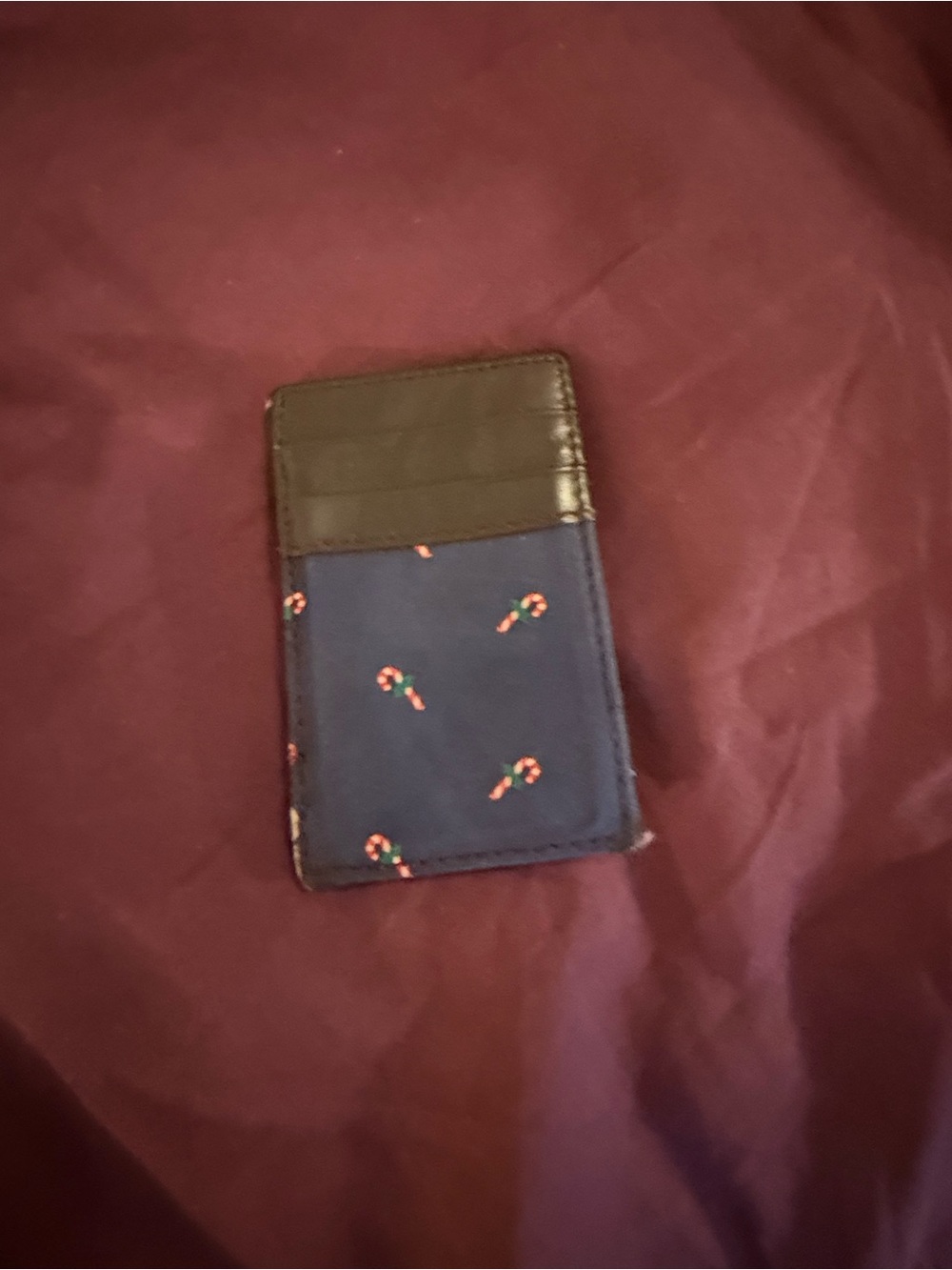J.Crew Navy Candy Cane Magic Wallet Card Holder Holiday